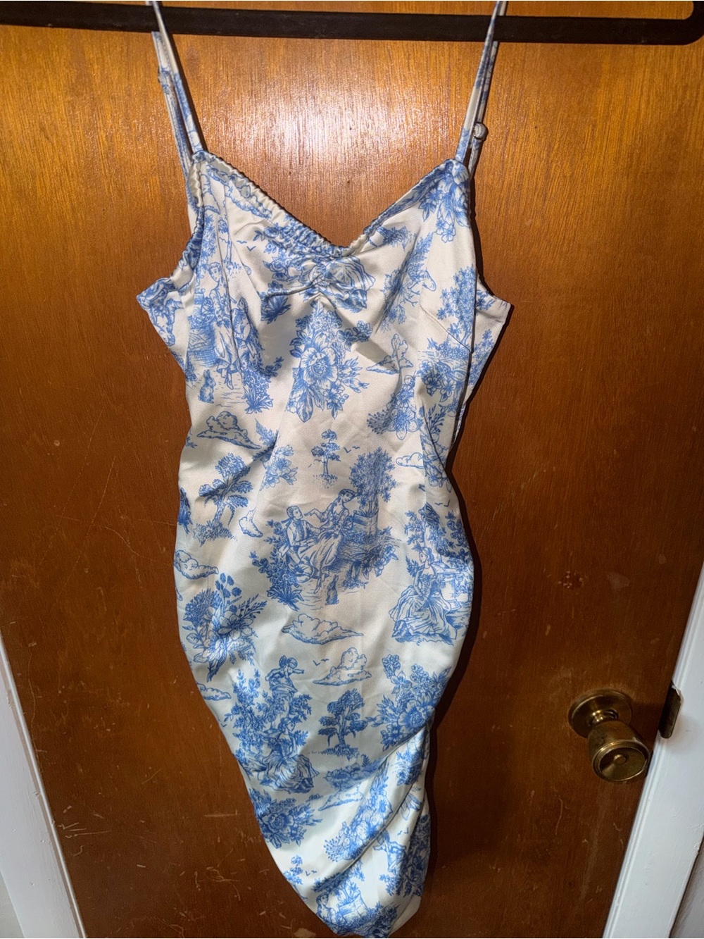 Tigerlily Blue and White Toile Satin Slip Dress
